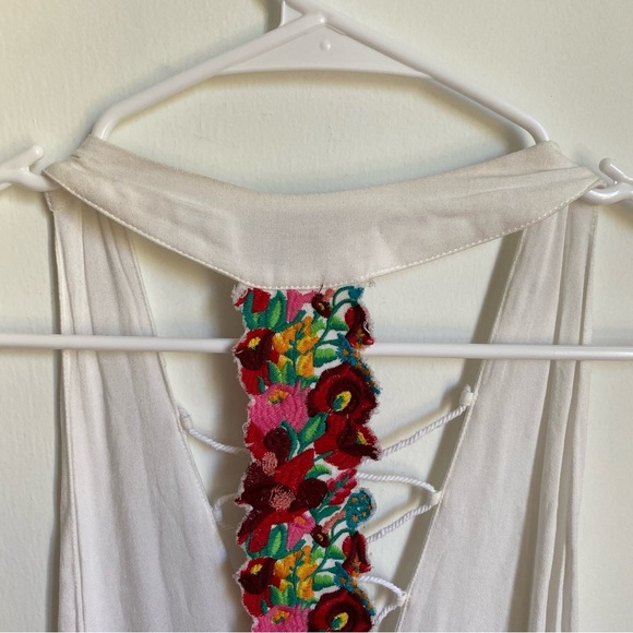 Show me your Mumu Voyage White Lace Up V Neck Halter Maxi Dress S - Picture 6 of 6